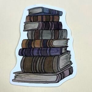 5/$10 Waterproof Vinyl Sticker Bookish Book Pile